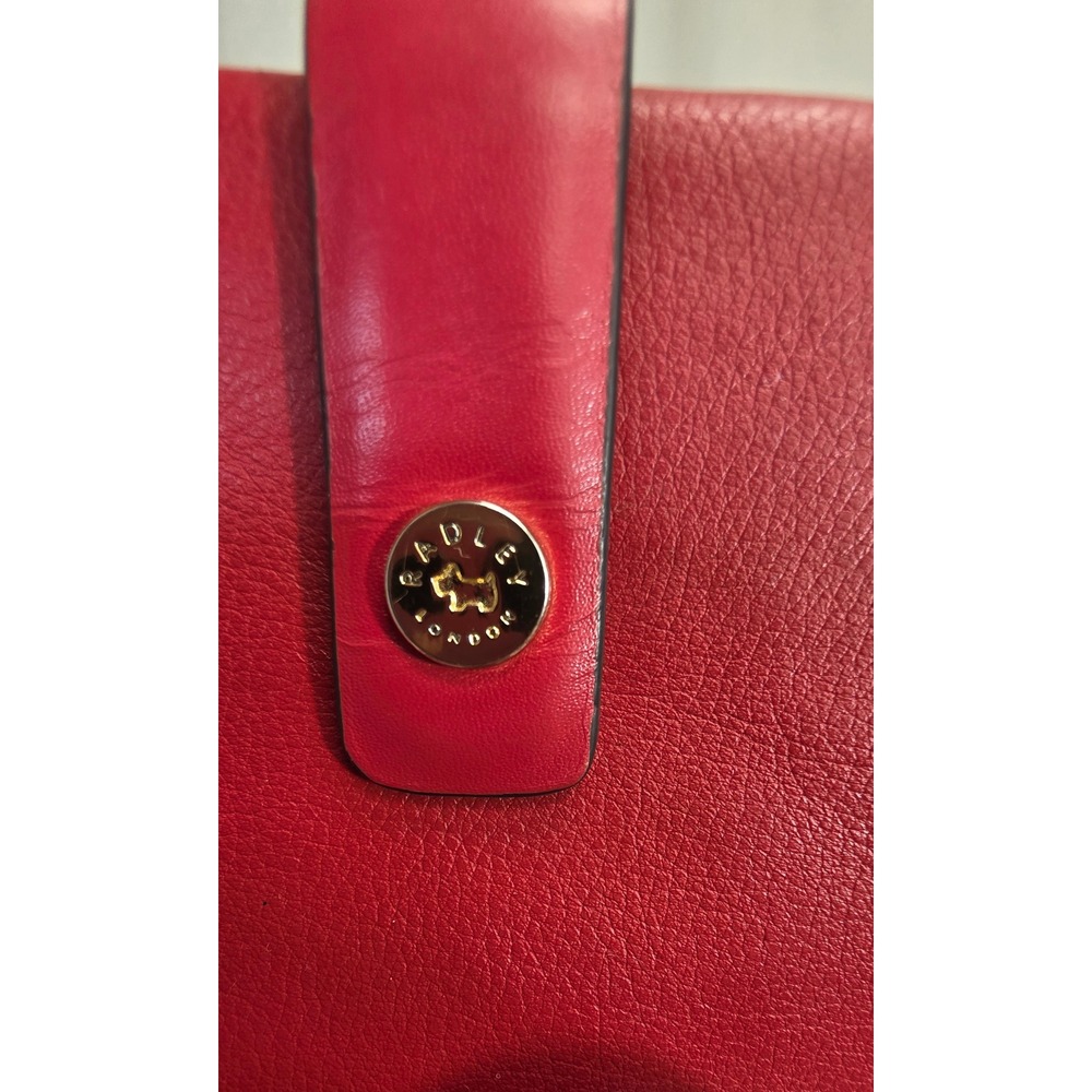 Radley London Red Leather Bifold Wallet Dalmatian Dot Print Zip Pocket - Picture 12 of 16